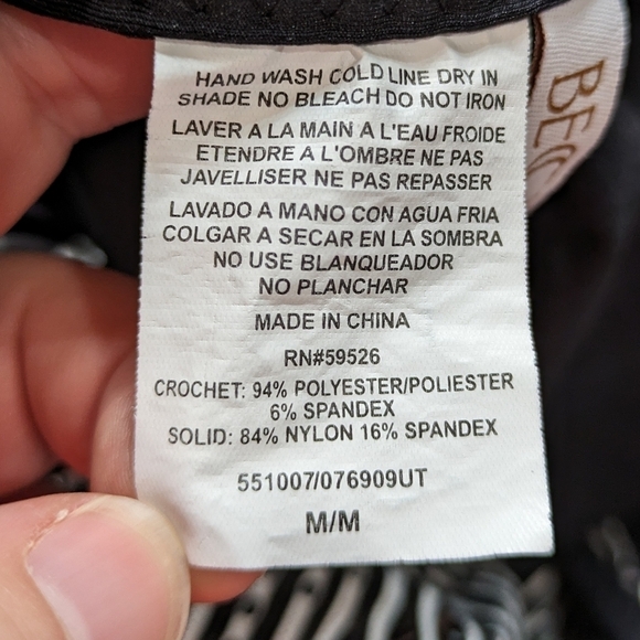 Becca black white mesh semi sheer low cut one piece swimsuit M - Picture 11 of 13